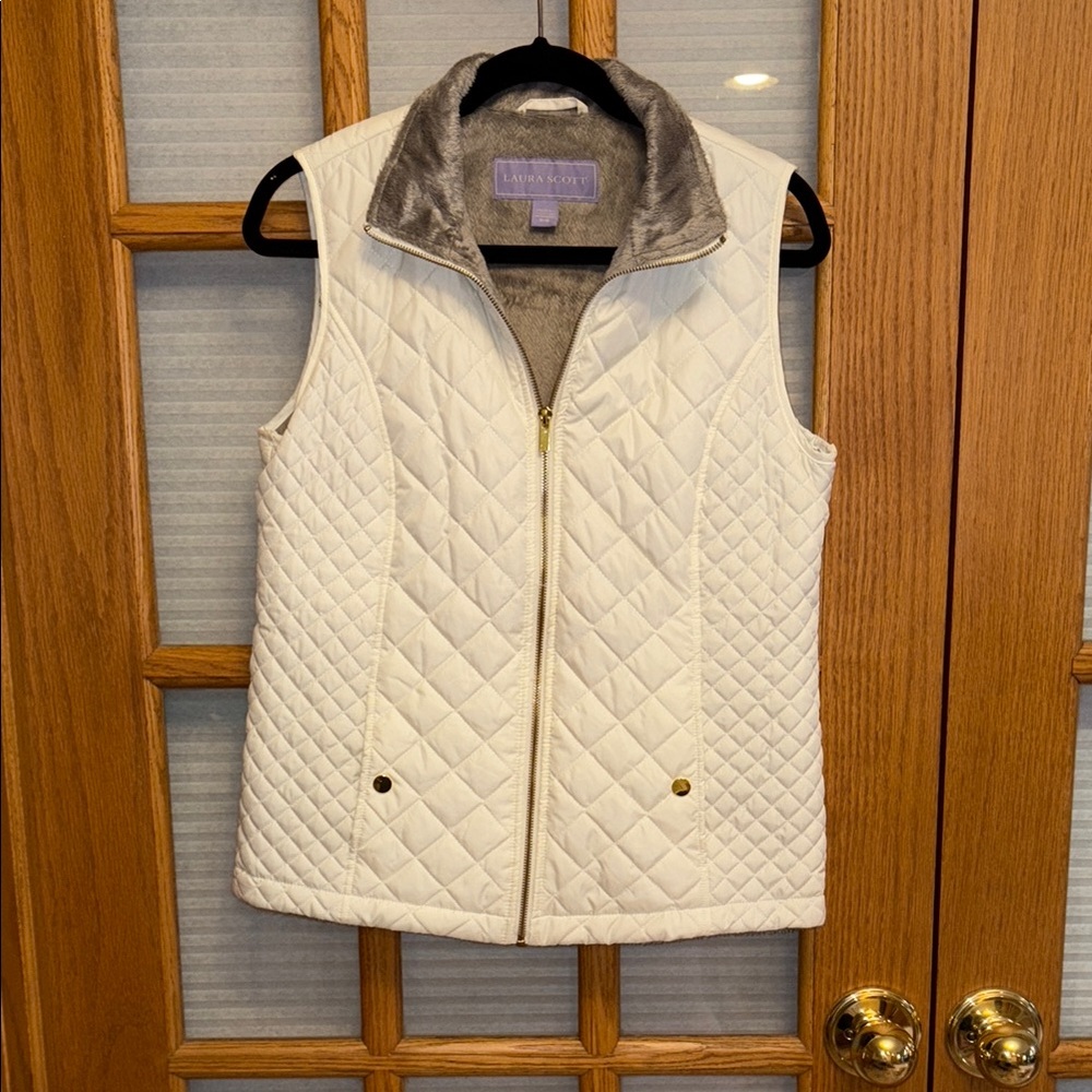 Lands' End Women's Quilted White Vest